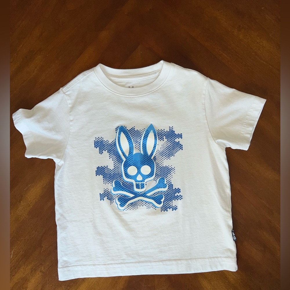 PSYCHO BUNNY KIDS ROCKAWAY GRAPHIC TEE IN WHITE SIZE XXS/4T
